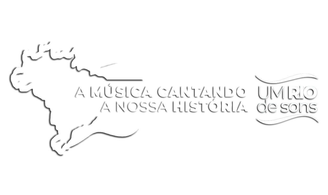 Logo branca do projeto A Música Cantando a Nossa História